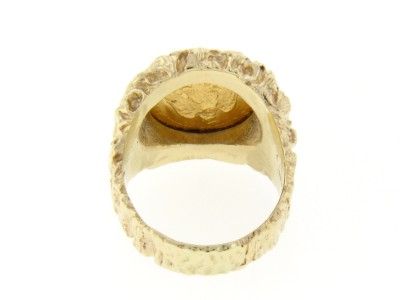 1945 DOS Y MEDIO PESOS COIN 14K GOLD BARK RING JEWELRY  