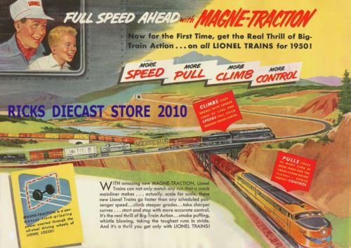 Lionel Trains Railways 1950 Magne Traction Poster Sign  