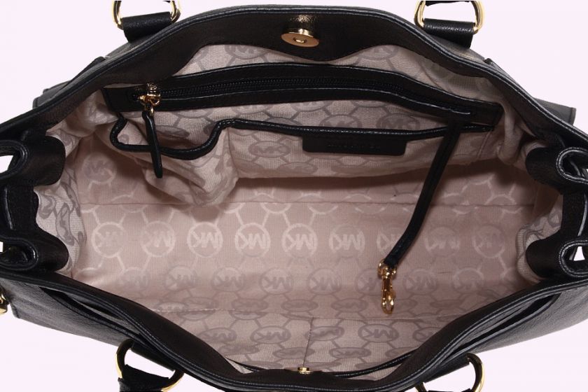 New MICHAEL Michael Kors Hamilton Large Handbag Tote Black Gold w 