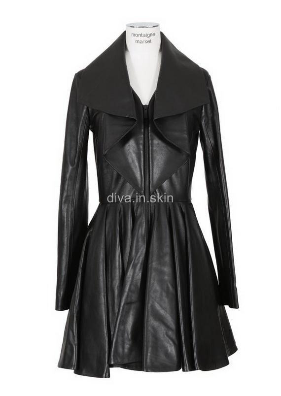 WOMENS LAMBSKIN LEATHER LONG WINTER MILITARY TRENCH COAT JACKET TAYLOR 