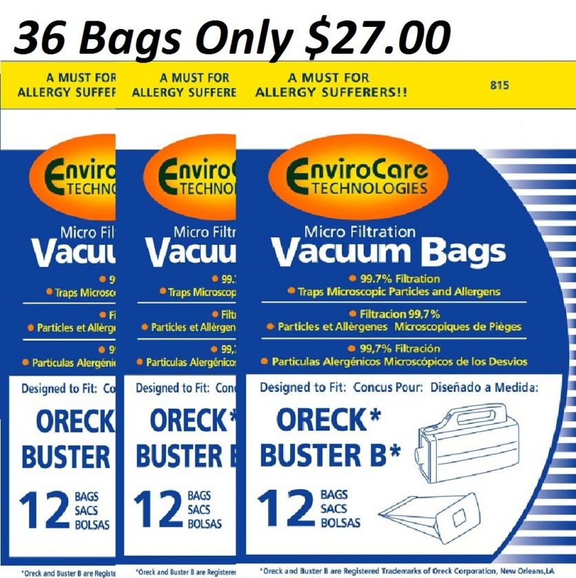 36 Oreck Housekeeper Compact Canister Buster B Bags 836301008151 