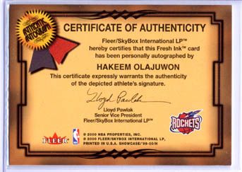 Hakeem Olajuwon Fleer FreshINK AUTO Houston Rockets  