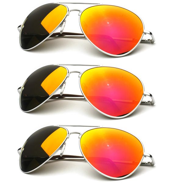   Multi Color Lens Mirrored Aviator Sunglasses Sale (3 Pack) 9011  