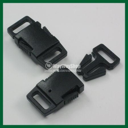 25 pcs Release Plastic Buckles 4 paracord bracelet 3/8 Black BB013 