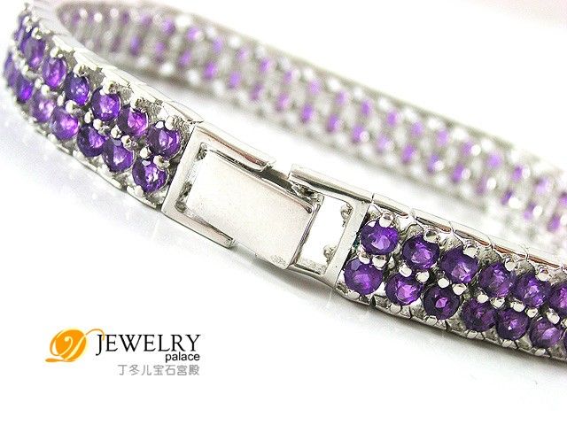 10ct Genuine Amethyst Bracelet 925 Sterling Silver Size 8  