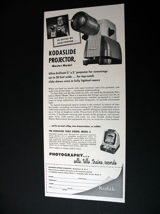 Kodak Kodaslide Slide Projector 1952 print Ad  