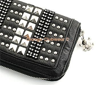   Rhinestone Leather Gothic Punk Clutch Wallet Accessory Purse  