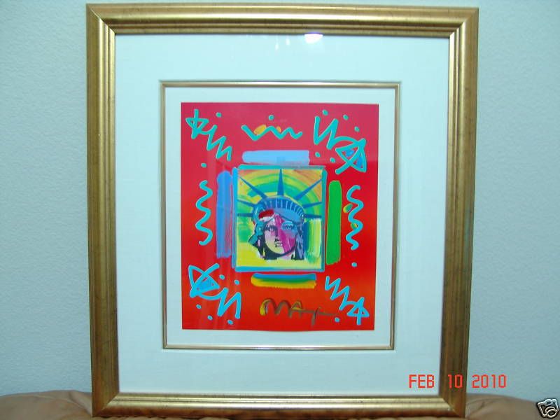 FRAMED PETER MAX Liberty Head II Collage ORIGINAL Large  