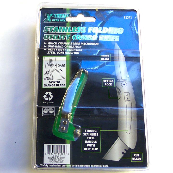 STAINLESS FOLDING UTILITY COMBO KNIFE X TREME KR TOOLS  