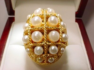 RARE VINTAGE LARGE PEARL CLUSTER POISEN RING MUST SEE  