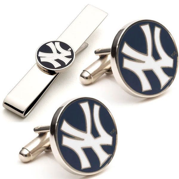 New York Yankee Tie Bar with Matching Cufflinks Set NIB  