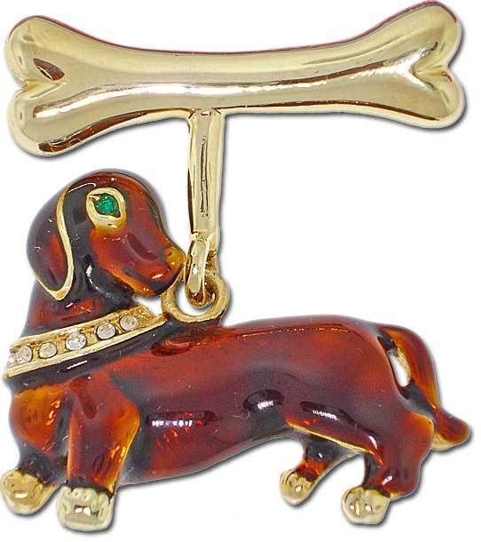 NEW Cute DACHSHUND DOG Rhinestone Brooch   