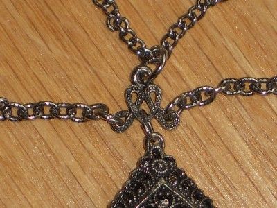 VINTAGE 36 CELEBRITY Marcasite Look 3D PENDANT / NECKLACE   DOUBLE 