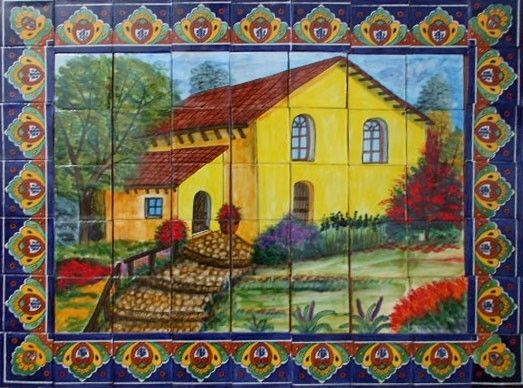   tile mural hand painted kitchen backsplash talavera tiles  