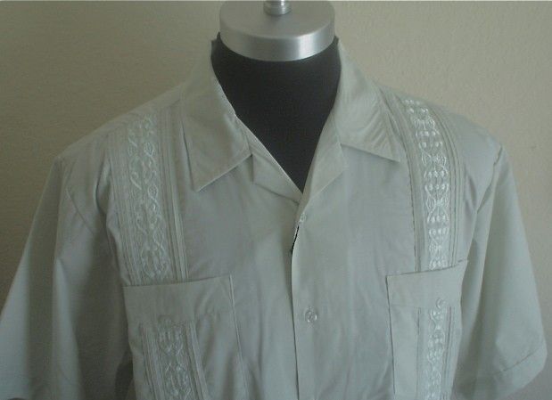 NWT Heather Gray Guayabera Cigar Lounge Cuban Shirt M  