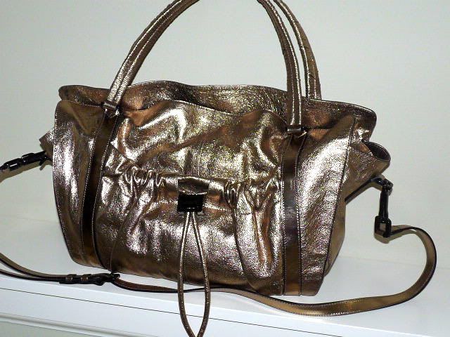 NWT Burberry Gorgeous Raymond Gold Stone Leather Size Large Bag 