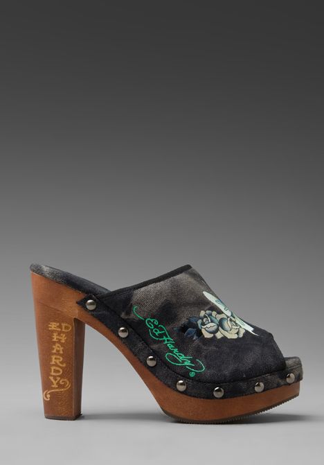 ED HARDY CEST PRIVE WOMENS PEEP TOE CLOG SHOES ALL SIZES  