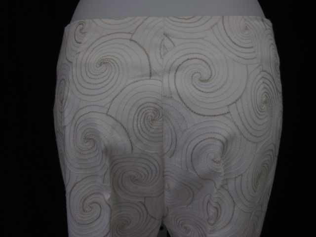 CAMBIO White Embroidered Swirl Print Pants Slacks Sz 2  