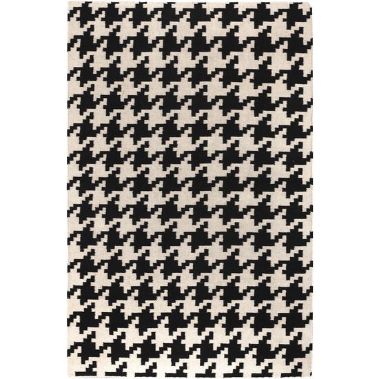 BLACK & IVORY HOUNDSTOOTH, 100% Wool Rug, SAMPLE  