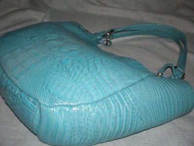 BRAHMIN MELBOURNE JACKIE AQUA CROC EMBOSSED LEATHER TOTE HOBO 