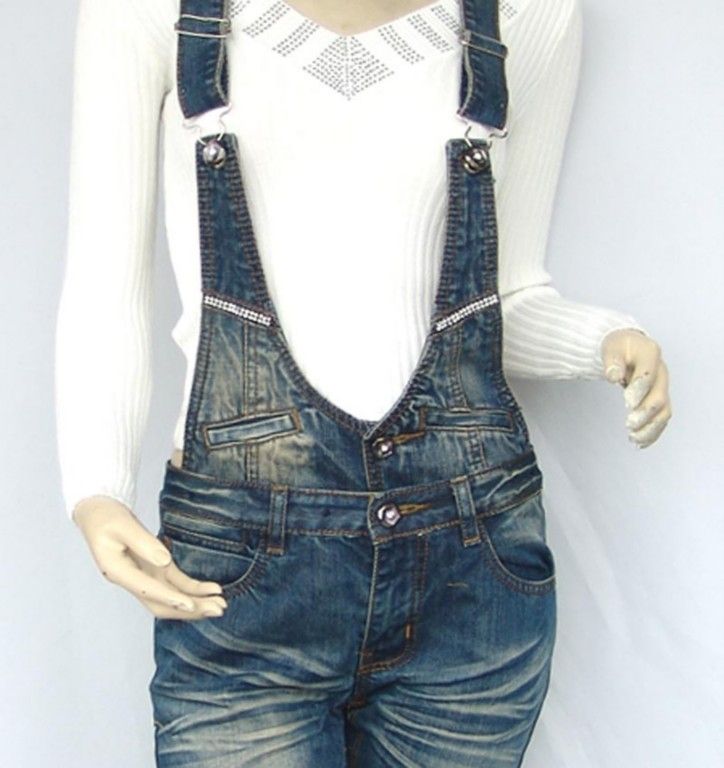 Blue Cow Boy Style Overall Jeans Jumpsuit Pants 1157  
