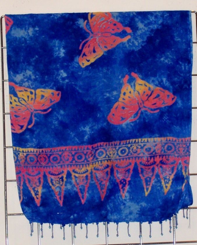 NWT Tropical Butterfly Exotic Beautiful Batik Rayon Sarong Shawl 