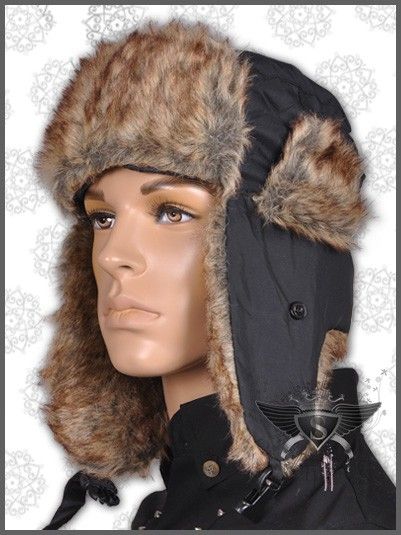 AM Multi colored Earflaps Trooper Trapper Mens Beanie Hat Cap Fur 