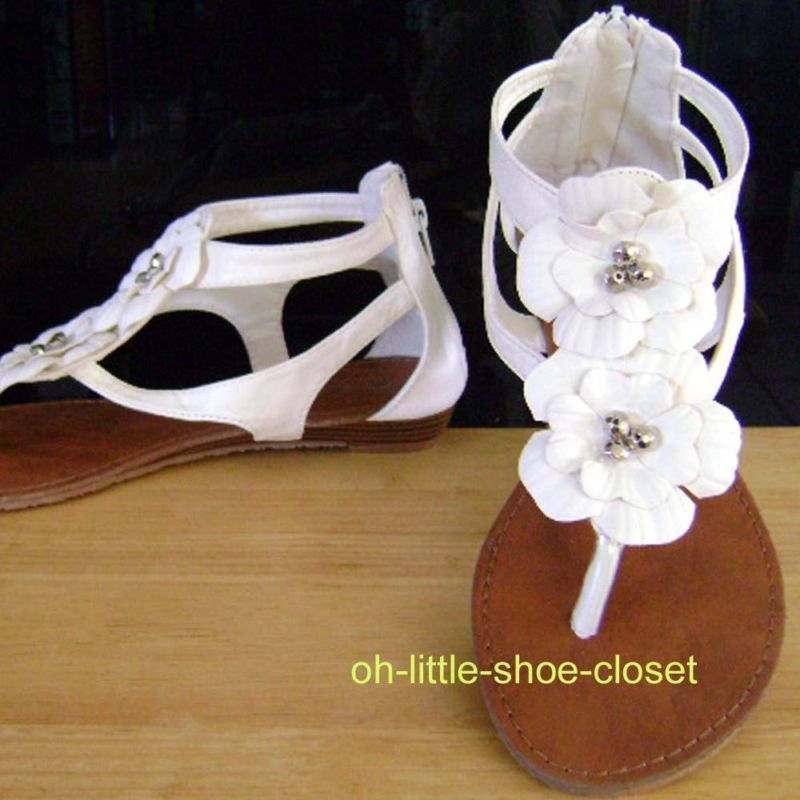 White Gladiator Baby Toddler Girl Walking Beach Sandal Shoes Size 9 