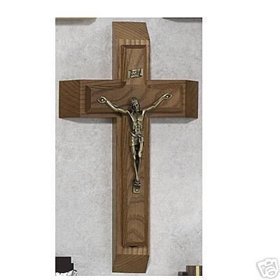 13 Stained Walnut Sick Call Set Crucifix #79 42495  