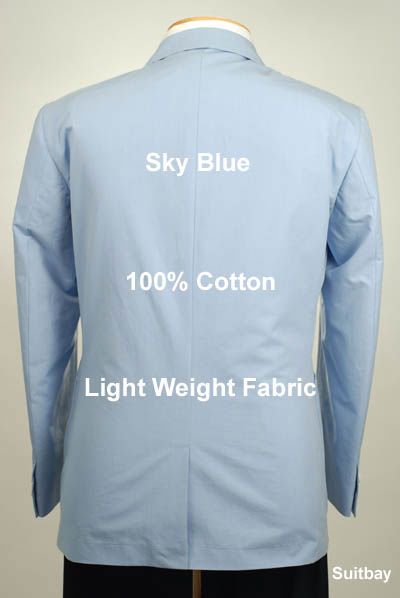 42R Mens Ibiza Sky Blue Sport Coat 100% COTTON   IA06  