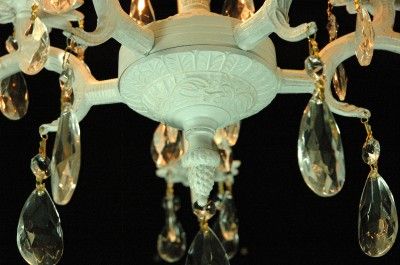 VINTAGE SHABBY COUNTRY FRENCH CHIC CRYSTAL CHANDELIER  