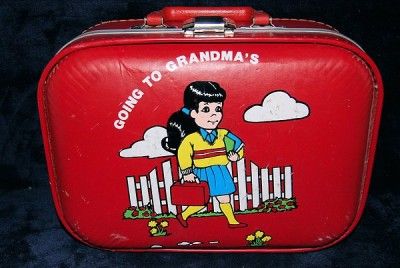 Vintage 1960s Going To Grandmas Red Little Girls Suitcase  