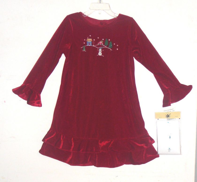 NWT GOOD LAD RED VELVET SNOWMAN DRESS & TIGHTS SIZE 5  