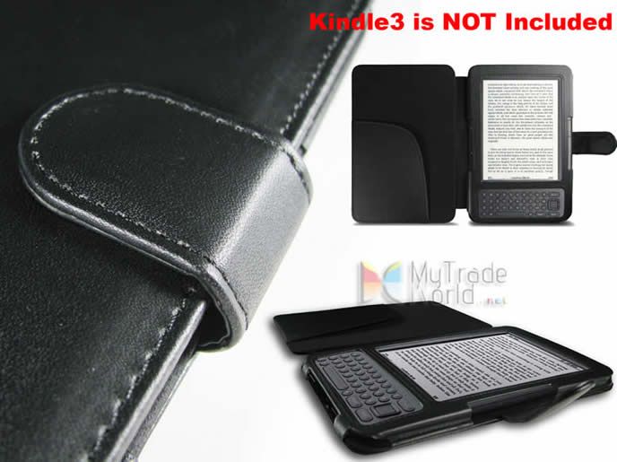  Kindle 3 Black Leather Sleeve Case Cover 3G WiFi  