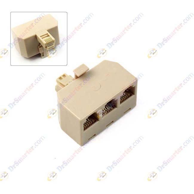 New RJ11 Phone Line 3 Way Splitter Adapter 4 conductor  