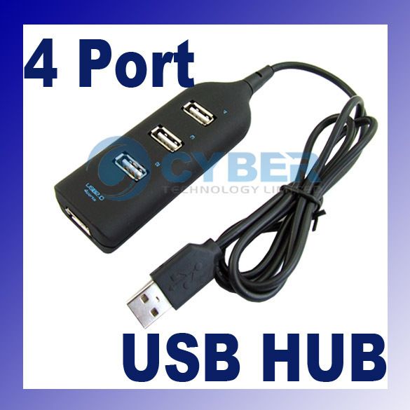 NEW 4 PORT HIGH SPEED MINI USB 2.0 HUB 4 LAPTOP PC  