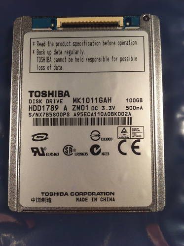 NEW TOSHIBA MK1011GAH 100GB 1.8 4200RPM ZIF HARD DRIVE  