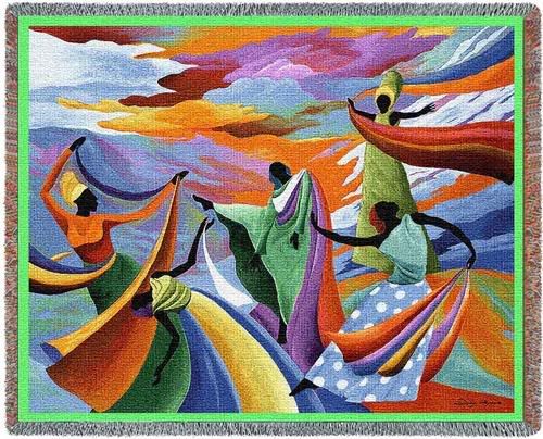 ABSTRACT AFRICAN DANCERS BED BLANKET AFGHAN THROW  