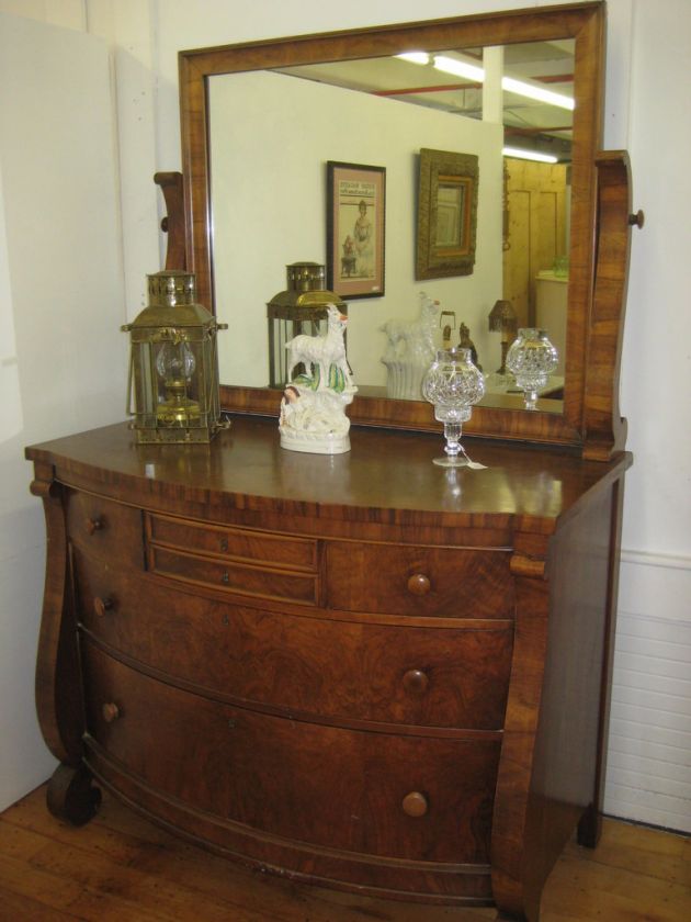 Antique Sligh Furniture Empire Burl Mahogany Chest  