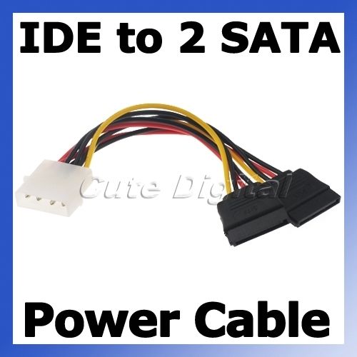 Pin IDE to 2 Serial SATA ATA Y Splitter Power Cable  