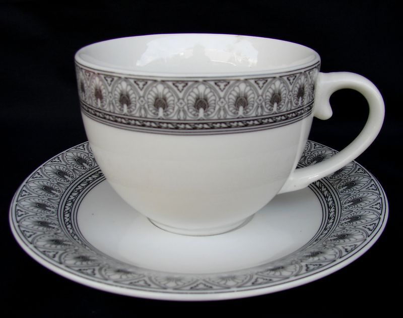 MARTHA STEWART MSE GREEK VASE CUP/SAUCER SET(S) BLACK  