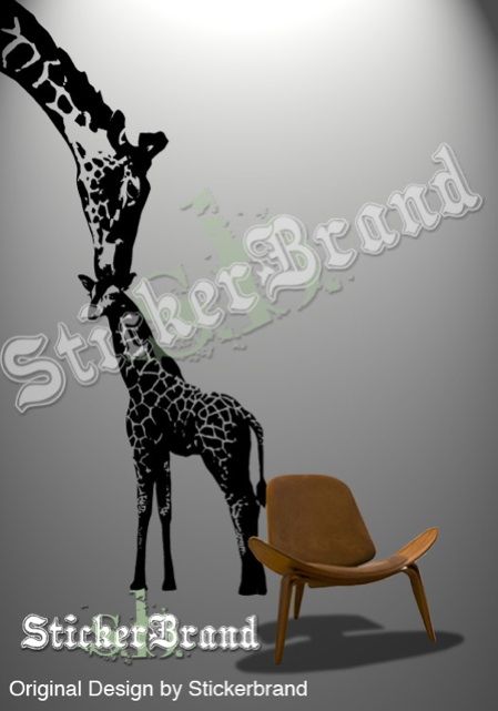 Vinyl Wall Decal Sticker Baby Giraffe w/ Mother 7ft Big  