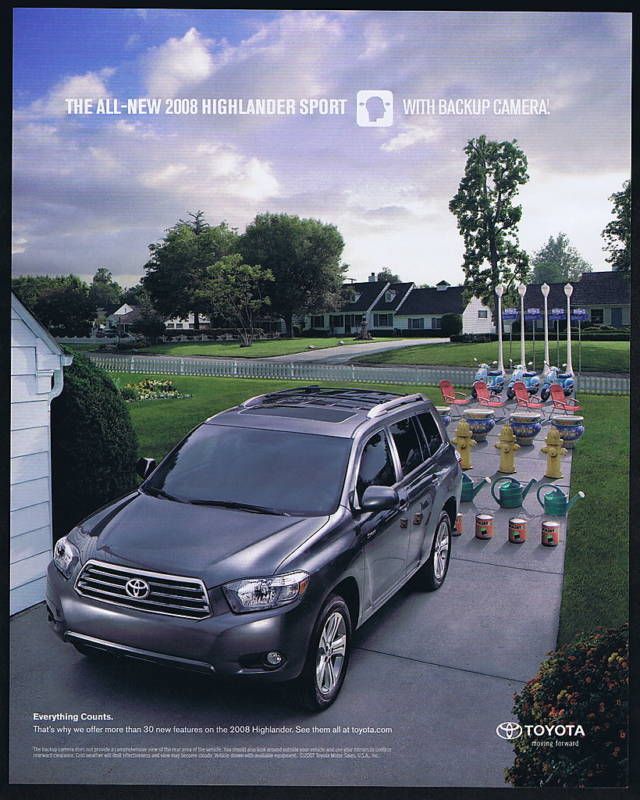 2008 Toyota Highlander Sport SUV Backup Camera Print Ad  