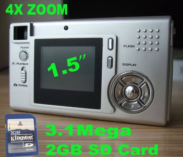 TFT LCD 4X ZOOM 3.1M Pixel Digital still Camera DSC+2GB SD CARD 