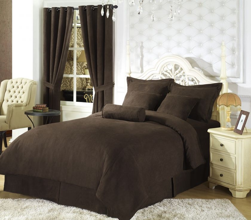   Solid Coffee Brown Microsuede Comforter/bed in a bag Set Twin  