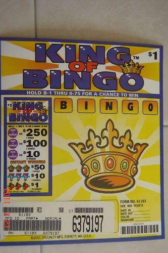 BINGO PULL TABS  King of Bingo   $1.00   5W Seal Card  