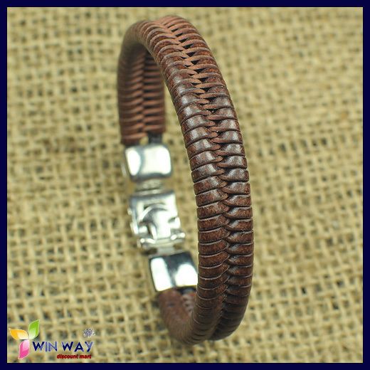 Surfer MultiWrap Wrist Braided Woven Leather Bracelet  