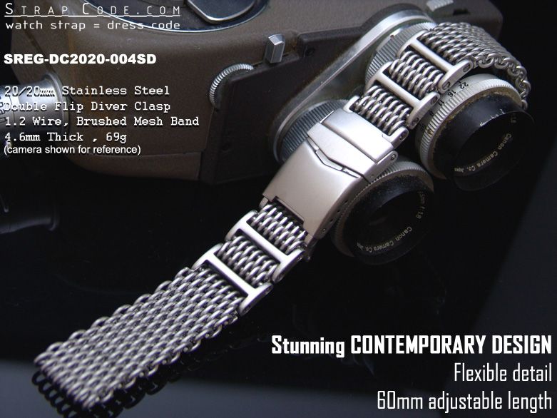 Flexi 20mm Interlocking Mesh Divers Watch Band Bracelet  