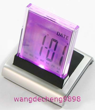 Color Change LED Digital Desk Alarm Clock+Thermometer  