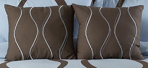 NEW BROWN AND BLUE MODERN KING DUVET COVER BEDDING SET  